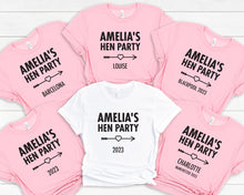 Hen Party Simple Design Personalised T-shirts, Bachelorette Party Apparel, Bridal Party Personalised Gifts