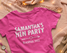 Hen Party Simple Design Personalised T-shirts, Bachelorette Party Apparel, Bridal Party Personalised Gifts