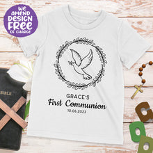 Personalised Wreath & Dove First Holy Communion T-shirt