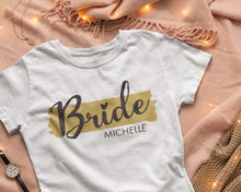 The Bride / Team Bride Posh Gold Hen Party Personalised T-shirts, Bachelorette Party Apparel, Bridal Party Personalised Gifts