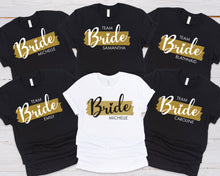 The Bride / Team Bride Posh Gold Hen Party Personalised T-shirts, Bachelorette Party Apparel, Bridal Party Personalised Gifts