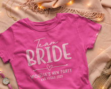 The Bride / Team Bride Retro Style Hen Party Personalised T-shirts, Bachelorette Party Apparel, Bridal Party Personalised Gifts
