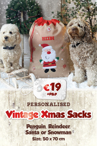 Personalised Vintage Christmas Present Sack