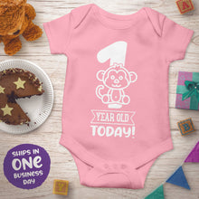 First Birthday Short Sleeve Bodysuits with Jungle Animals