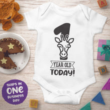 First Birthday Short Sleeve Bodysuits with Jungle Animals