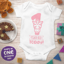 First Birthday Short Sleeve Bodysuits with Jungle Animals