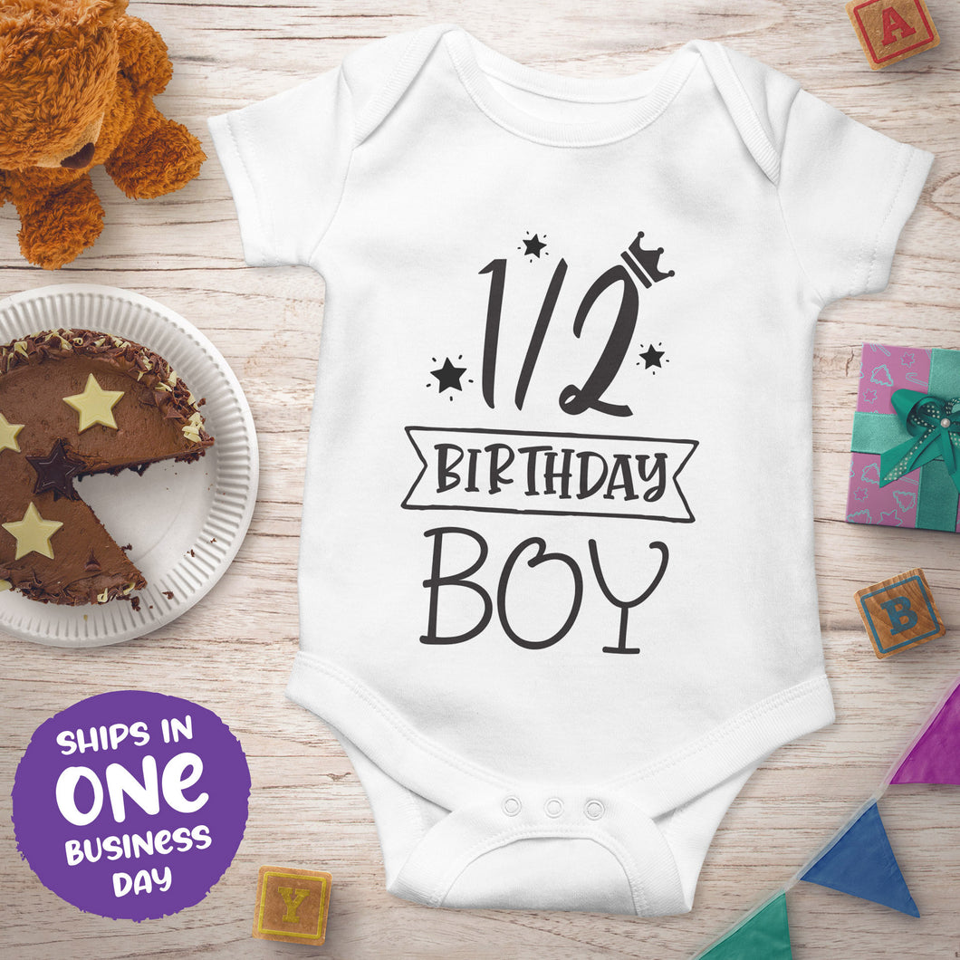 1/2 Birthday Boy Onesie – 6 Months Celebration Baby Outfit