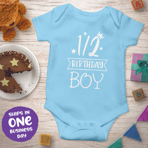 1/2 Birthday Boy Onesie – 6 Months Celebration Baby Outfit