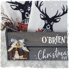 Personalised Christmas Eve Box with Carved Wood Decoration