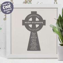 Christening / Baptism Personalised Frame with a Celtic Cross and a Religious Verse
