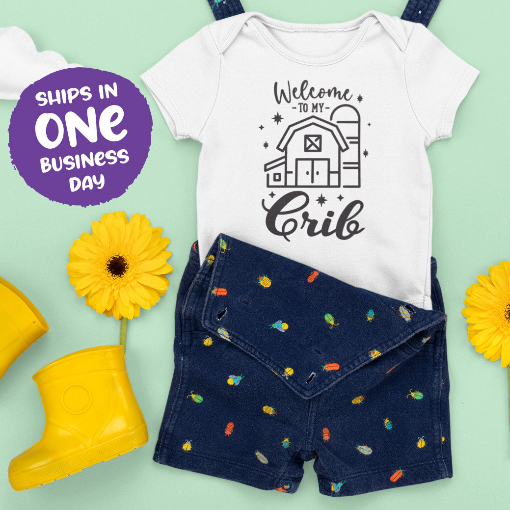 Farmer Child Personalised Onesie 'Welcome to my Crib'