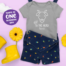 Farm Animals Theme Personalised Onesie 'New To The Herd'