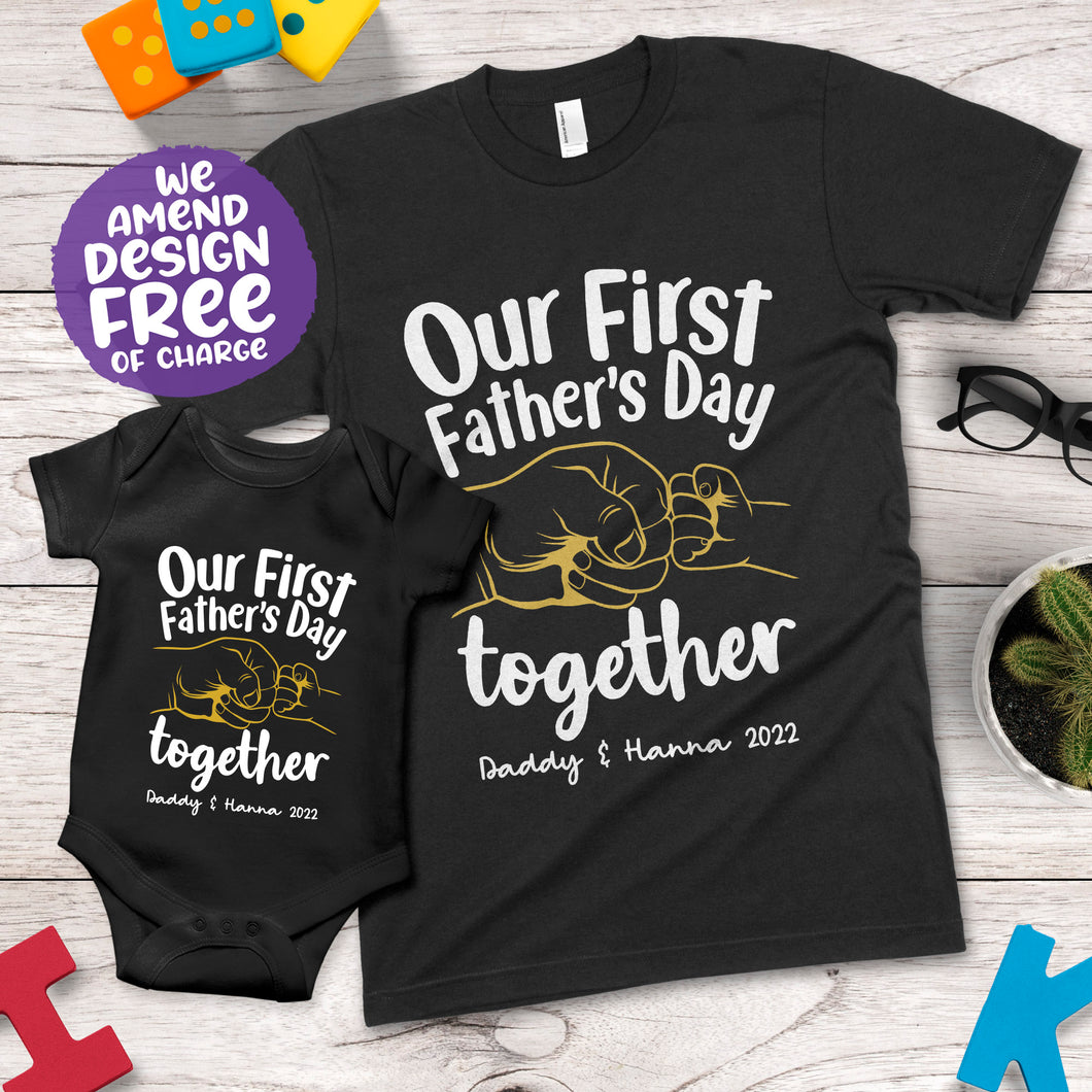 Our First Father's Day Together Matching Design Apparel (Fistbump)