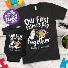 Our First Father's Day Together Matching Design Apparel (Bottle & Pint)