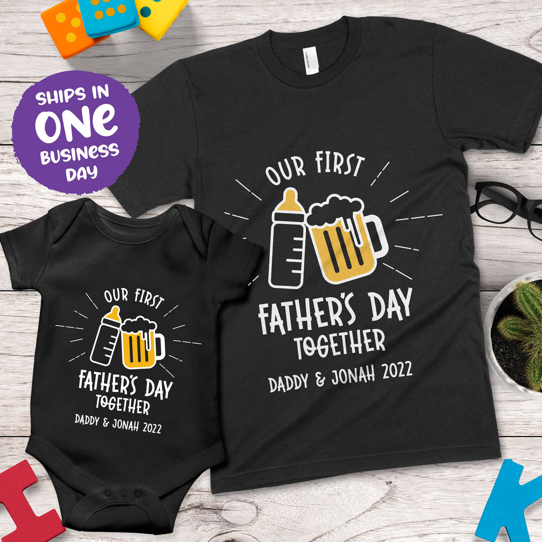 Our First Father's Day Together Matching Design Apparel (Bottle & Pint-2)