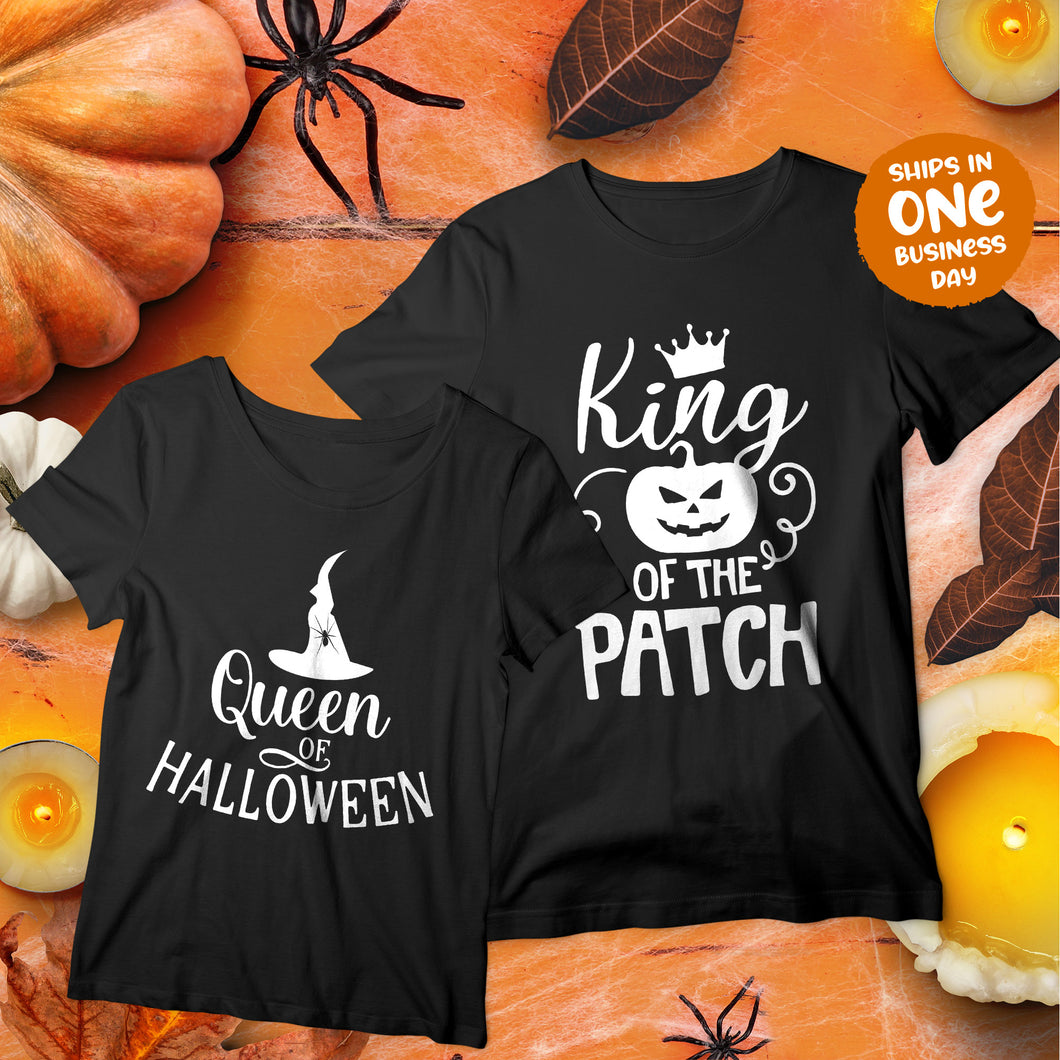 King & Queen Halloween Theme Matching T-shirts