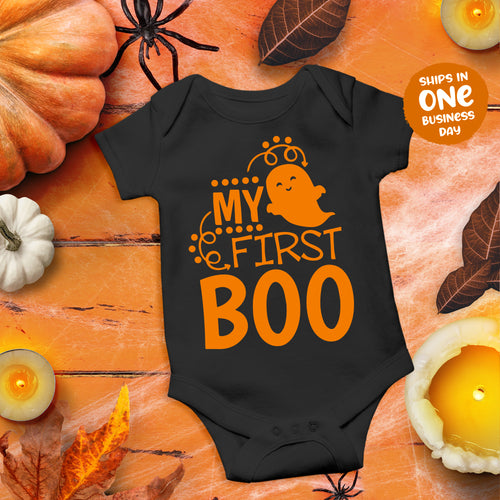 My First Boo Halloween Theme Personalised Onesie