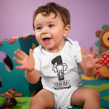 First Birthday Short Sleeve Bodysuits with Jungle Animals