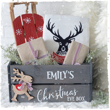 Personalised Christmas Eve Box with Oak Wood Decoration