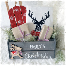 Personalised Christmas Eve Box with Oak Wood Decoration