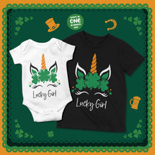 Lucky Girl St. Patrick's Day T-shirts and Onesies in Unicorn Design