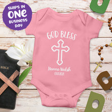 'God Bless' Christening / Baptism Personalised Celebration Onesie