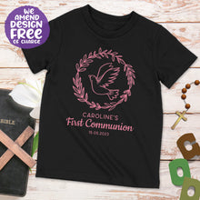 Personalised Wreath & Dove First Holy Communion T-shirt