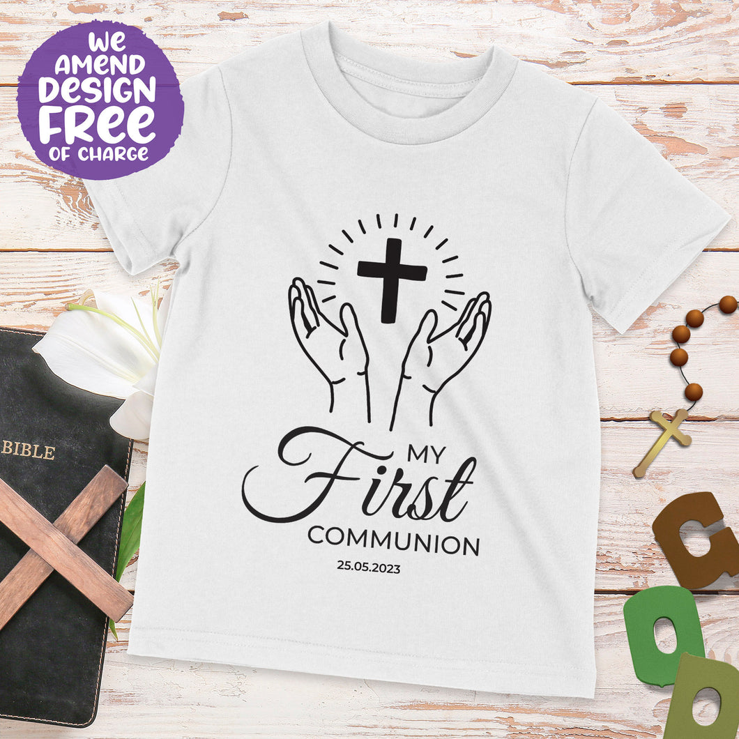 Personalised Praying Hands Communion T-shirt