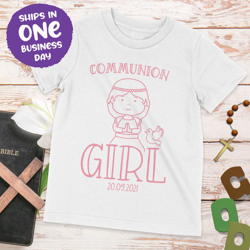 Communion Girl Personalised T-shirt – Cute Communion Celebration Present