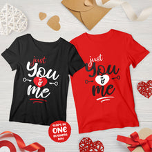 Just You and Me Valentine's Day Matching Couple T-shirts, Romantic Valentine's Day Gift Ideas