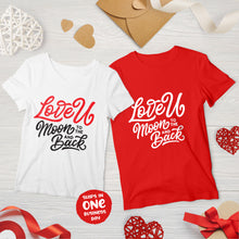 Love U To The Moon & Back Valentine's Day Matching Couple T-shirts