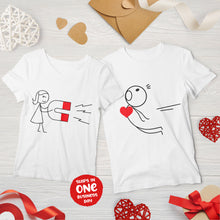 Love Magnet Matching Design Couple T-shirts, Romantic Valentine's Day Gift Ideas
