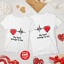My Heart Belongs To Him & Her Valentine's Day To Him & Her Matching Couple T-shirts