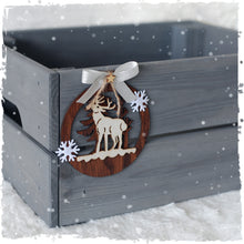 Personalised Christmas Eve Box with Carved Wood Decoration