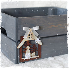 Personalised Christmas Eve Box with Carved Wood Decoration