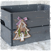 Personalised Christmas Eve Box with Carved Wood Decoration