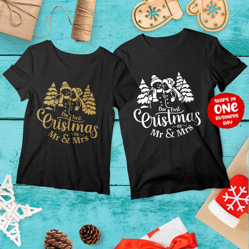 Our First Christmas as Mr & Mrs matching T-shirts