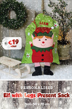 Personalised Elf with Legs Christmas Present Sack