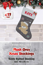 Plush Grey Personalised Christmas Stockings
