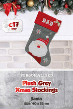 Plush Grey Personalised Christmas Stockings