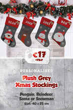 Plush Grey Personalised Christmas Stockings