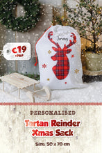 Tartan Reinder Personalised Christmas Present Sack