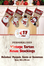 Personalised Vintage with Tartan Top Christmas Stockings