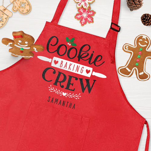 Personalised Christmas Apron with Adjustable straps | Cookie Baking Crew Matching Family Outfit