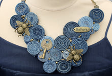 Handmade Bib Denim & Gold Necklace 9